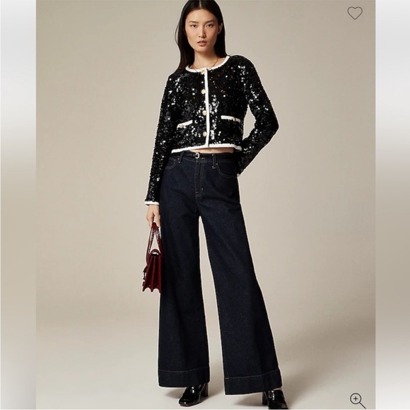 NWT J. Crew Sequin Lady Jacket Blazer Black White Size M - Picture 2 of 11